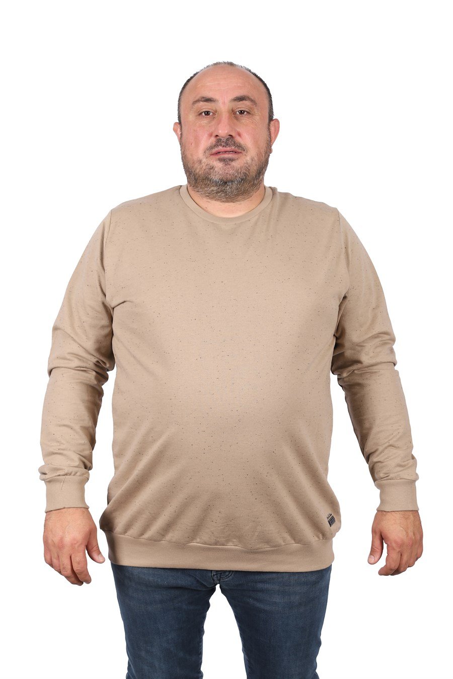 голема блуза со кружна јака крем боја 3xl 4xl 5xl 6xl 7xl 8xl 9xl предна страна