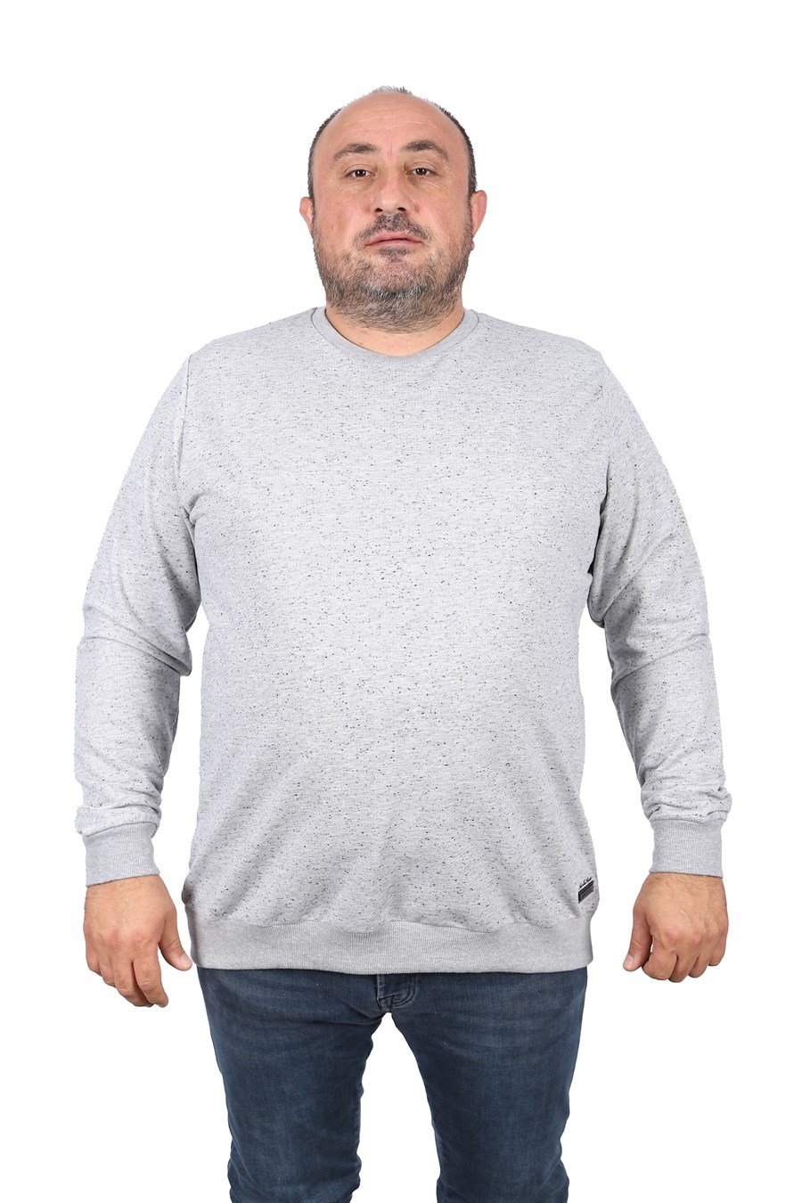 голема блуза со кружна јака сива боја 3xl 4xl 5xl 6xl 7xl 8xl 9xl предна страна