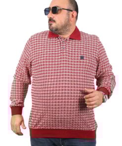 поло блуза со црвен дезен предна страна 3xl 4xl 6xl 6xl 7xl 8xl