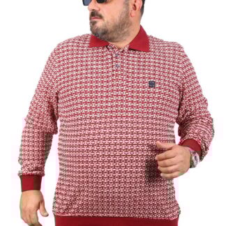 поло блуза со црвен дезен предна страна 3xl 4xl 6xl 6xl 7xl 8xl