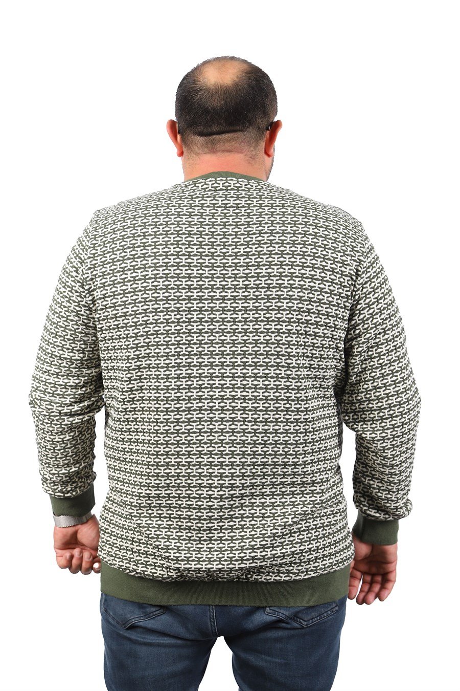 Кружно деколте блуза со зелен дезен предна страна 3xl 4xl 6xl 6xl 7xl 8xl