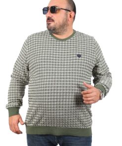 Кружно деколте блуза со зелен дезен предна страна 3xl 4xl 6xl 6xl 7xl 8xl