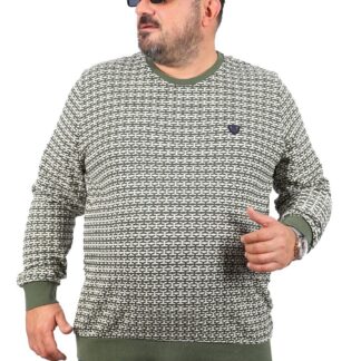 Кружно деколте блуза со зелен дезен предна страна 3xl 4xl 6xl 6xl 7xl 8xl