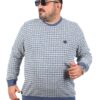 Кружно деколте блуза со син дезен предна страна 3xl 4xl 6xl 6xl 7xl 8xl