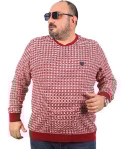 Кружно деколте блуза со црвен дезен предна страна 3xl 4xl 6xl 6xl 7xl 8xl