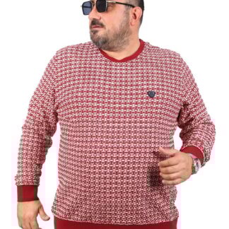 Кружно деколте блуза со црвен дезен предна страна 3xl 4xl 6xl 6xl 7xl 8xl