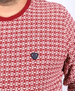 Кружно деколте блуза со црвен дезен зголемена околу врат 3xl 4xl 6xl 6xl 7xl 8xl