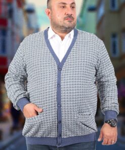 џемпер со копчиња 3xl 4xl 5xl 6xl 7xl 8xl син предна страна