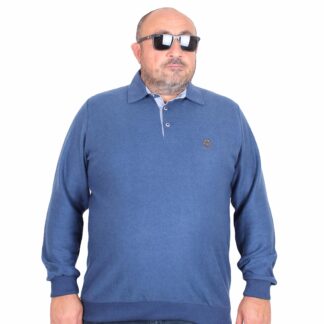 блуза со поло јака сина 3xl 4xl 5xl 6xl 7xl 8xl предна страна