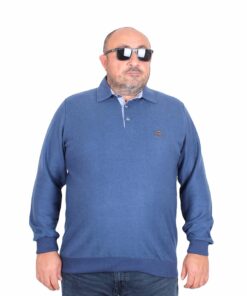 блуза со поло јака сина 3xl 4xl 5xl 6xl 7xl 8xl предна страна