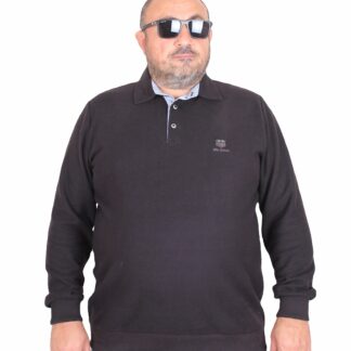 блуза со поло јака црна 3xl 4xl 5xl 6xl 7xl 8xl предна страна