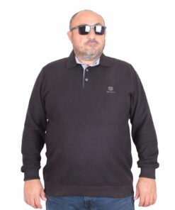 блуза со поло јака црна 3xl 4xl 5xl 6xl 7xl 8xl предна страна