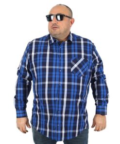 Карирана голема сина кошула