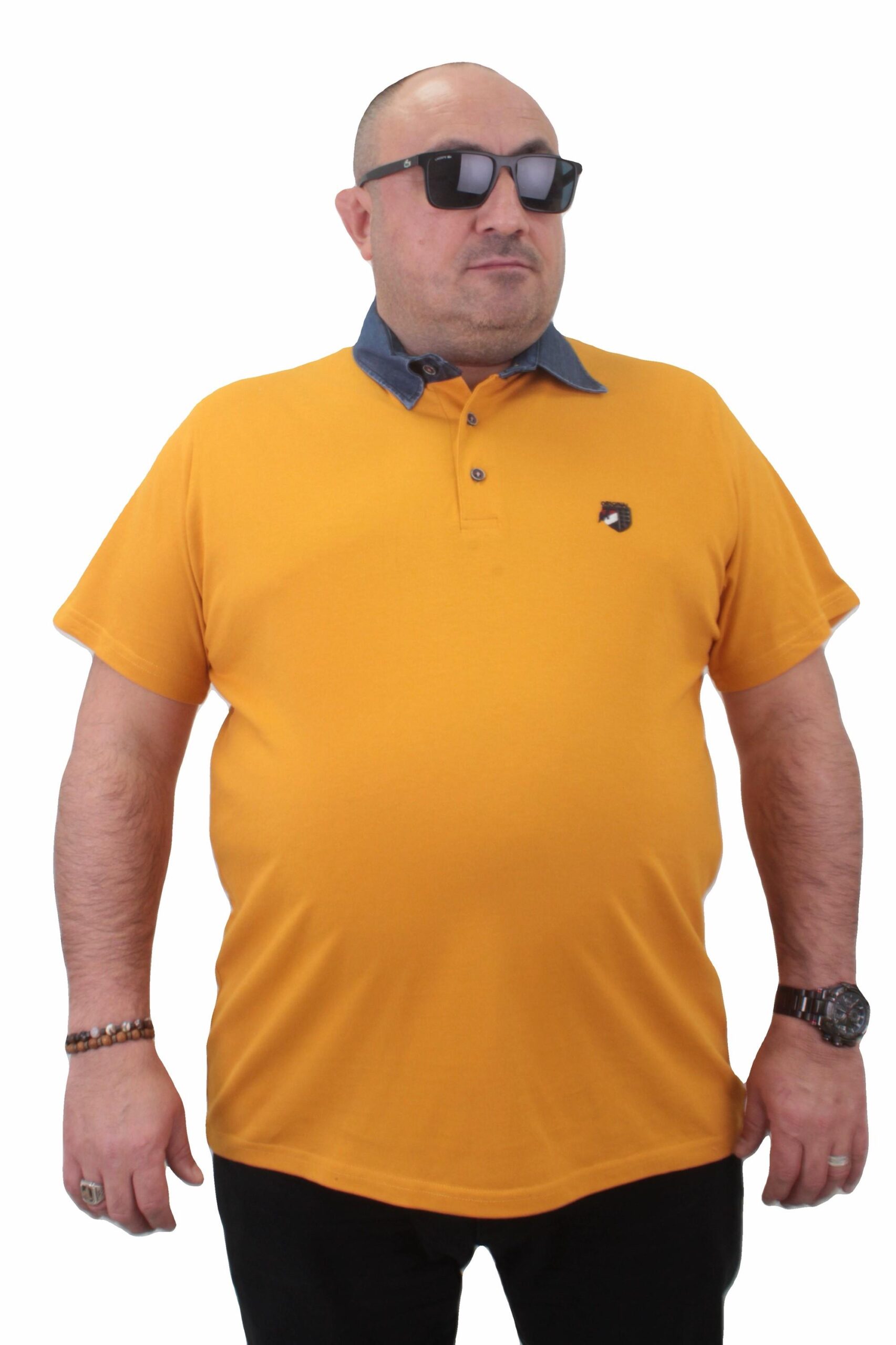 Поло маица жолта деним јака