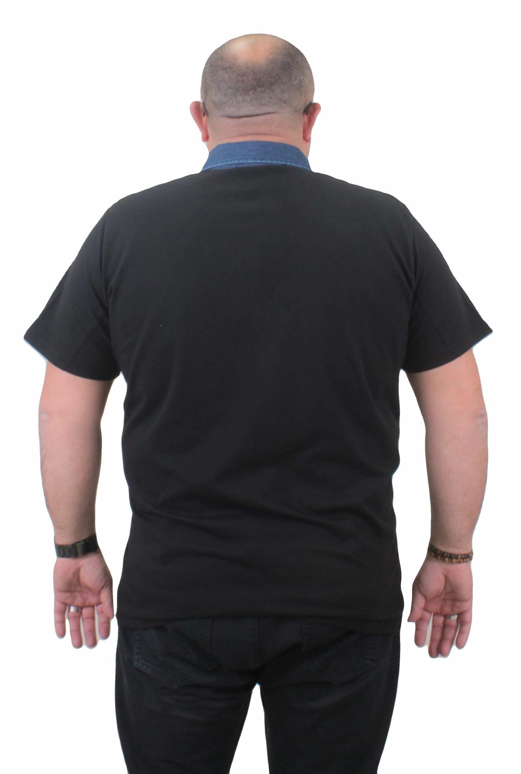 Поло маица црна деним јака - Image 2