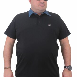 Поло маица црна деним јака