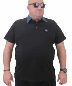 Поло маица црна деним јака