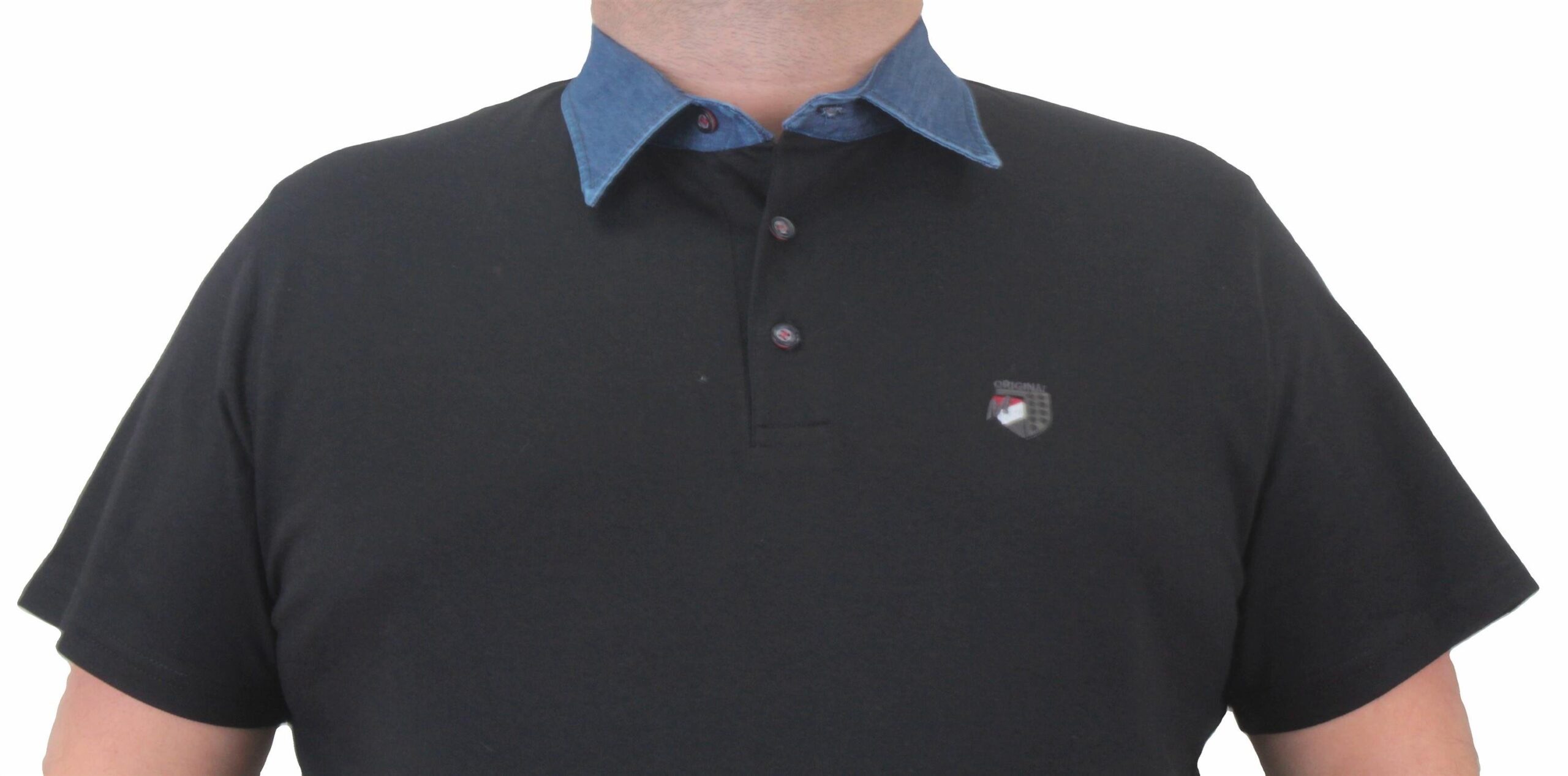 Поло маица црна деним јака - Image 3