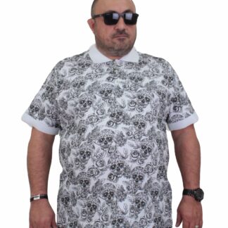 Поло маица бела со дезен на череп