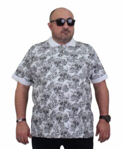 Поло маица бела со дезен на череп