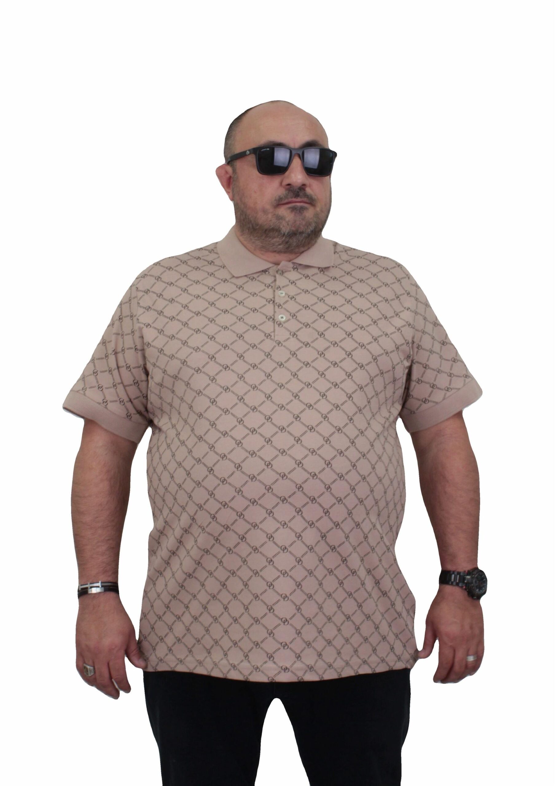 Поло маица бејж со квадрати