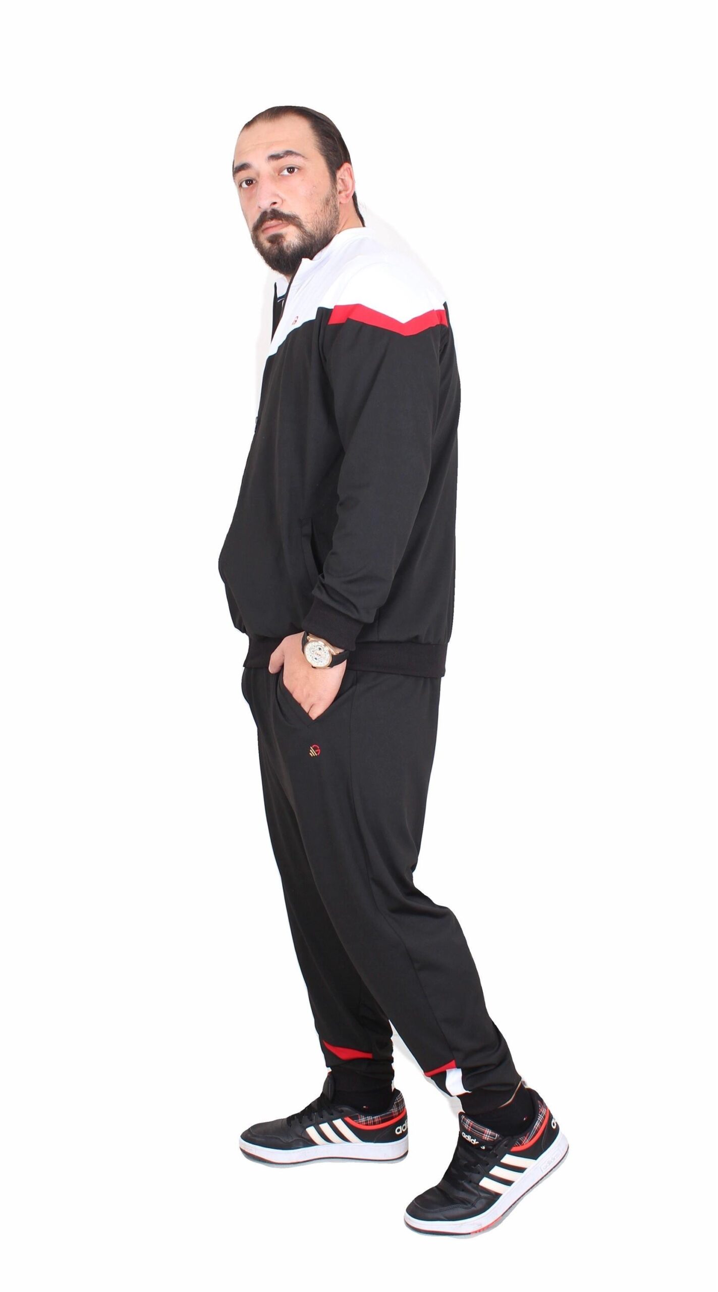 КОМПЛЕТ ТРЕНЕРКА СО ЛИКРА ИНТЕРЛОК ПАРЧЕСТА ЦРНА - Image 4