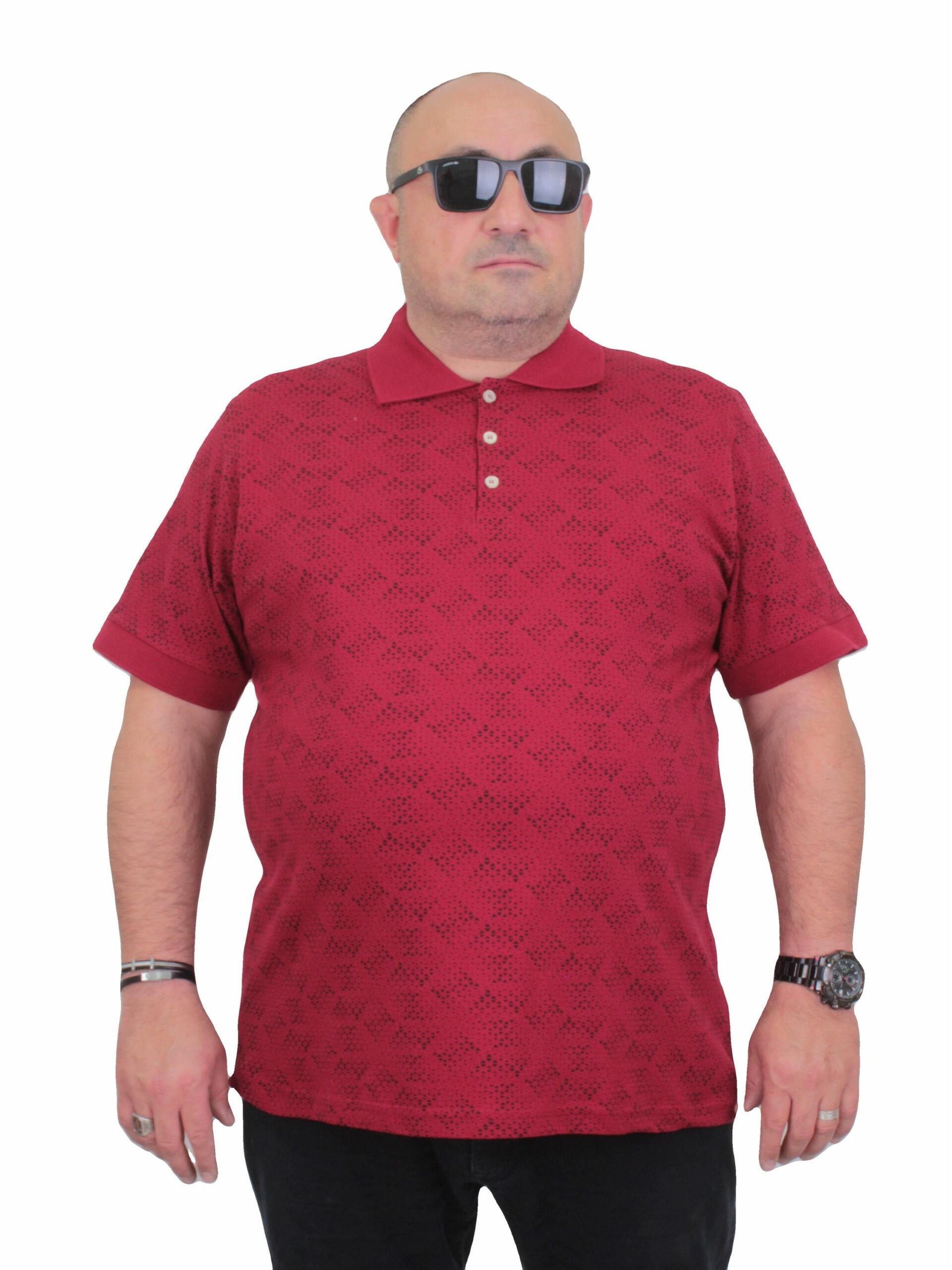 Поло маица бордо со триаголен дезен