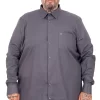 Голема еднобојна сива кошула 3XL 4XL 5XL 6XL 7XL предна страна