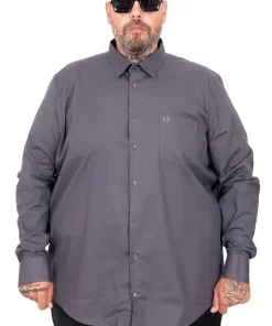 Голема еднобојна сива кошула 3XL 4XL 5XL 6XL 7XL предна страна