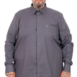 Голема еднобојна сива кошула 3XL 4XL 5XL 6XL 7XL предна страна