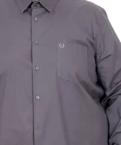 Голема еднобојна сива кошула 3XL 4XL 5XL 6XL 7XL предна страна џеб зголемен