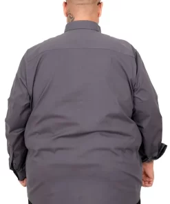 Голема еднобојна сива кошула 3XL 4XL 5XL 6XL 7XL задна страна страна