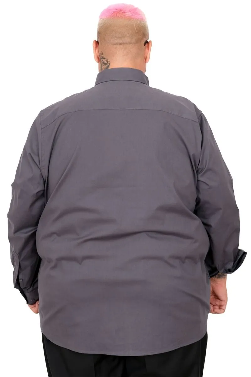 Голема еднобојна сива кошула 3XL 4XL 5XL 6XL 7XL задна страна страна