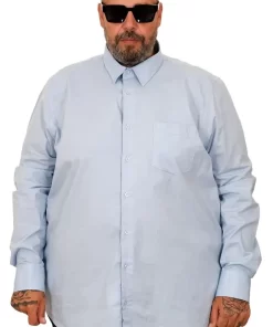 Голема еднобојна светло сина кошула 3XL 4XL 5XL 6XL 7XL предна страна
