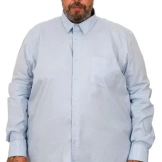 Голема еднобојна светло сина кошула 3XL 4XL 5XL 6XL 7XL предна страна