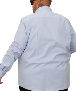 Голема еднобојна светло сина кошула 3XL 4XL 5XL 6XL 7XL задна страна