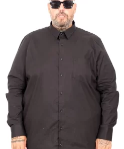 Голема еднобојна црна кошула 3XL 4XL 5XL 6XL 7XL предна страна