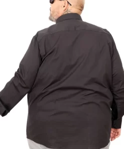 Голема еднобојна црна кошула 3XL 4XL 5XL 6XL 7XL задна страна