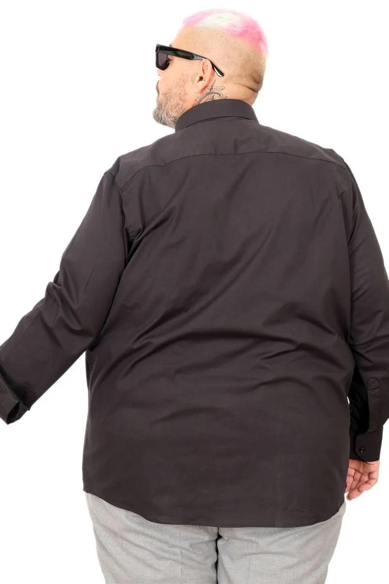 Голема еднобојна црна кошула 3XL 4XL 5XL 6XL 7XL задна страна