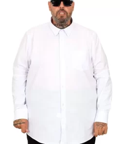 Голема еднобојна бела кошула 3XL 4XL 5XL 6XL 7XL предна страна