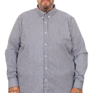 голема машка кошула сатенска со линии сива 3XL 4XL 5XL 6XL 7XL предна страна