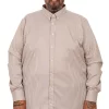 голема машка кошула сатенска со линии кафеава 3XL 4XL 5XL 6XL 7XL предна страна