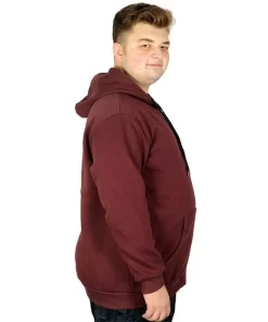 темно црвен голем машки дуксер во големини од 8XL 9XL 10XL странично