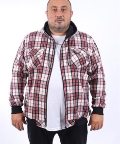 бордо дуксер со патент дрвосечачки во големи големини од 4xl 5xl 6xl 7xl 8xl 9xl 10xl предна страна одпетлан патент