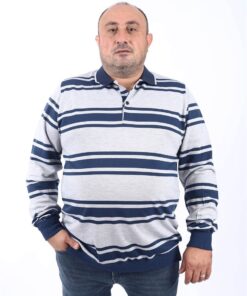 Машка морнарска поло блуза сива во големини од 4XL 5XL 6XL 7XL 8XL 9XL 10XL предна страна