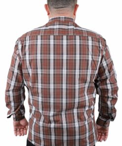 голема карирарна кафеава кошула во големини од 3XL 4XL 5XL 6XL 7XL 8XL 9XL задна страна