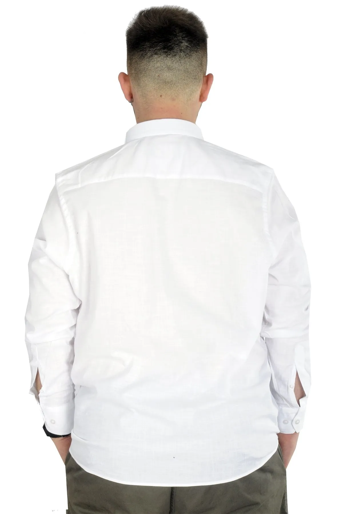 Голема бела машка кошула 3XL - 10XL памук, ликра - Image 4