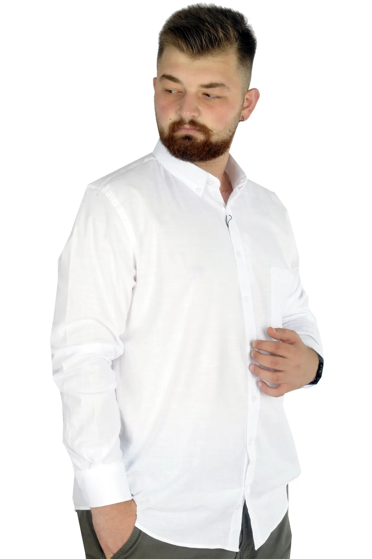 Голема бела машка кошула 3XL - 10XL памук, ликра - Image 2