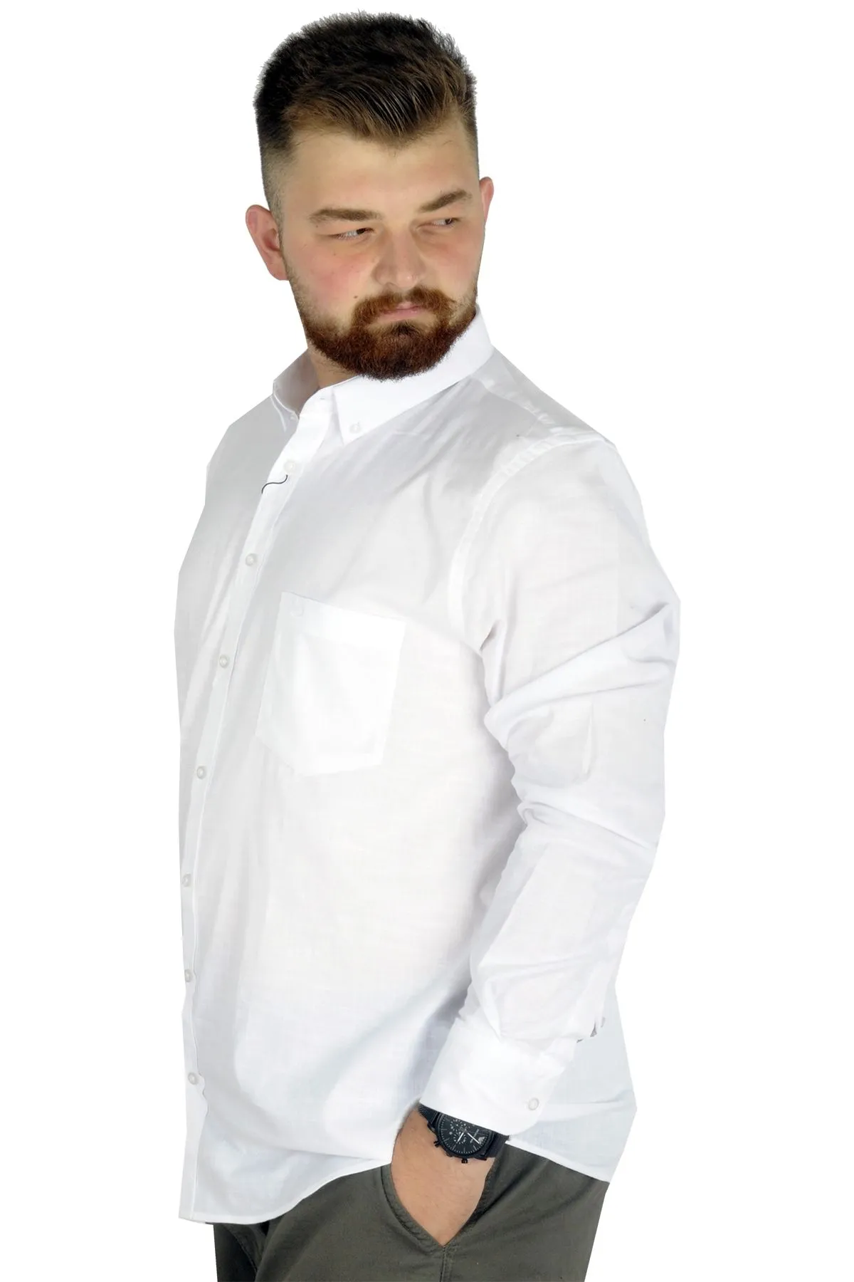 Голема бела машка кошула 3XL - 10XL памук, ликра - Image 3