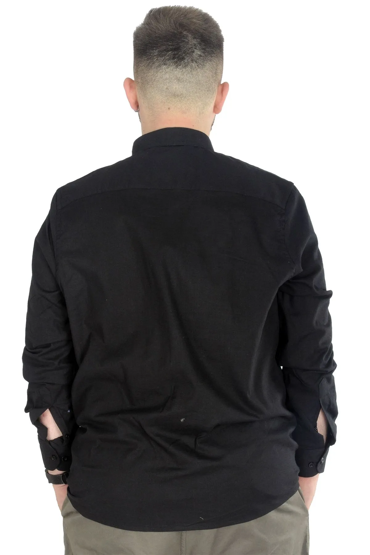 Голема црна машка кошула 3XL - 10XL памук, ликра - Image 4
